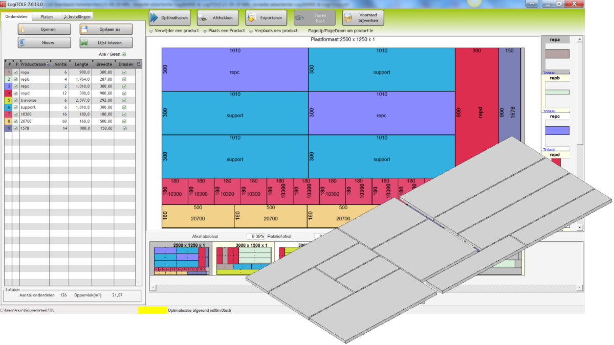 LogiTOLE software voor optimalisatie van rechthoekscharen| DID-online.nl