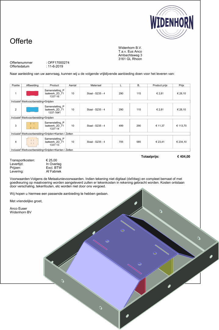 PROfirst Calculatie Offerte Widenhorn